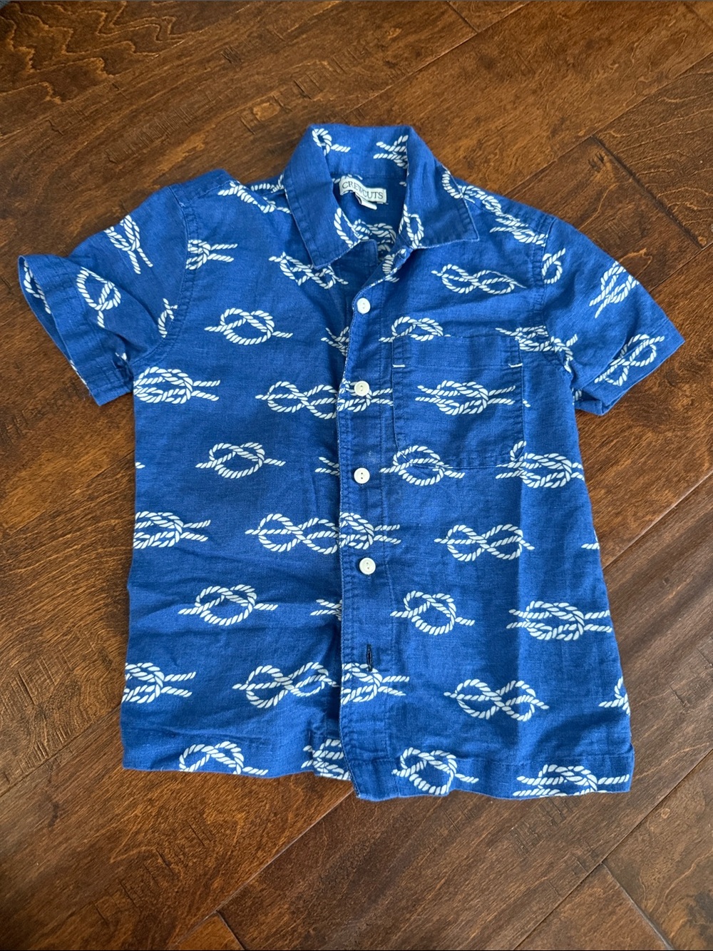 Kid’s Blue Nautical Rope Print Short-Sleeve Shirt